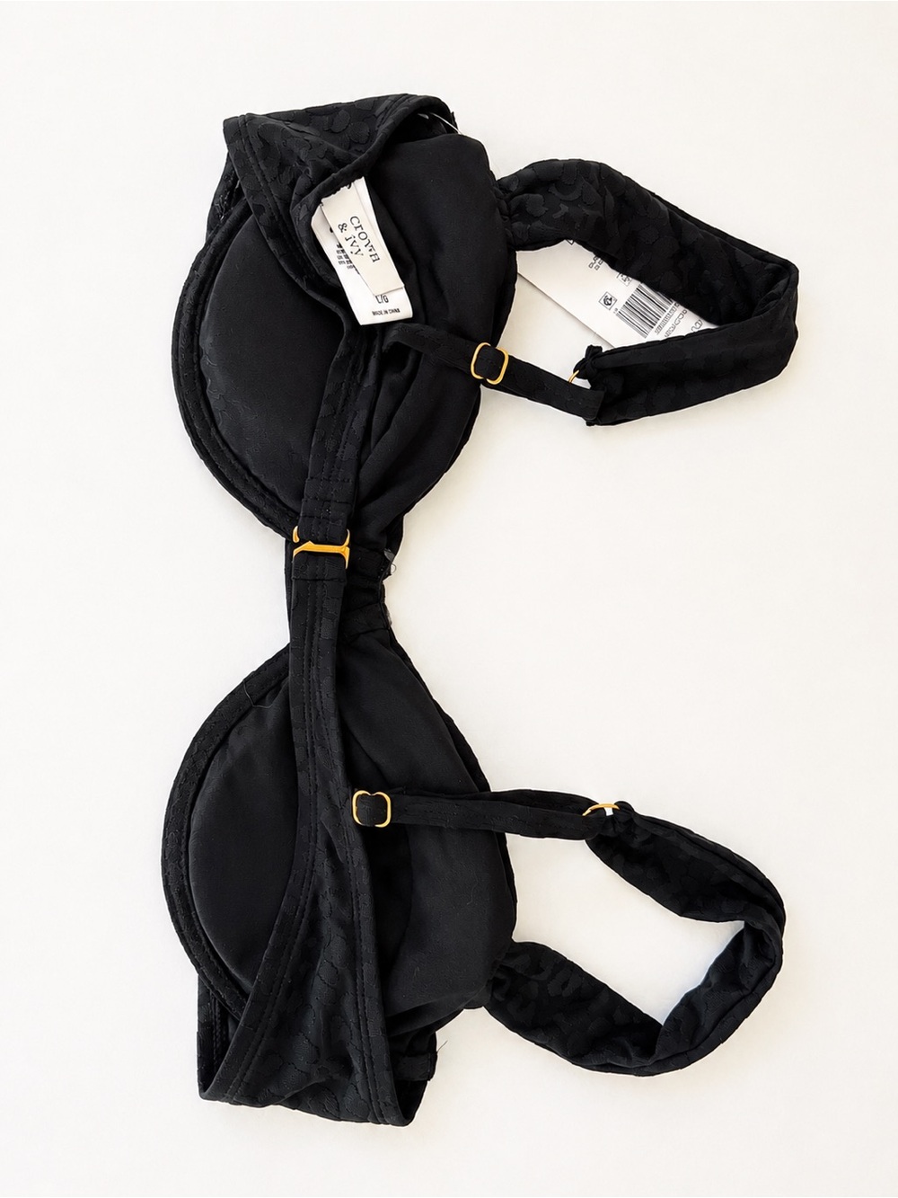 crown & ivy Black Adjustable Underwire Bikini Top